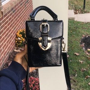 Square Purse - Vegan Leather, Gold embellished
